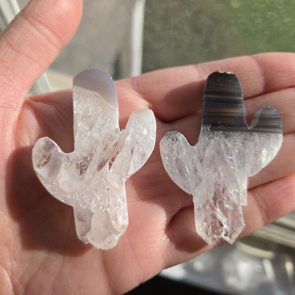 Two Quartz Agate Cacti